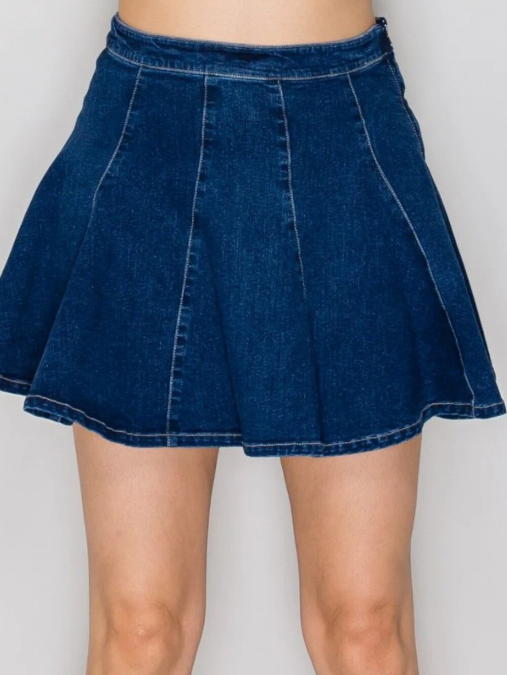 Denim Pleated Mini Skirt Sz L